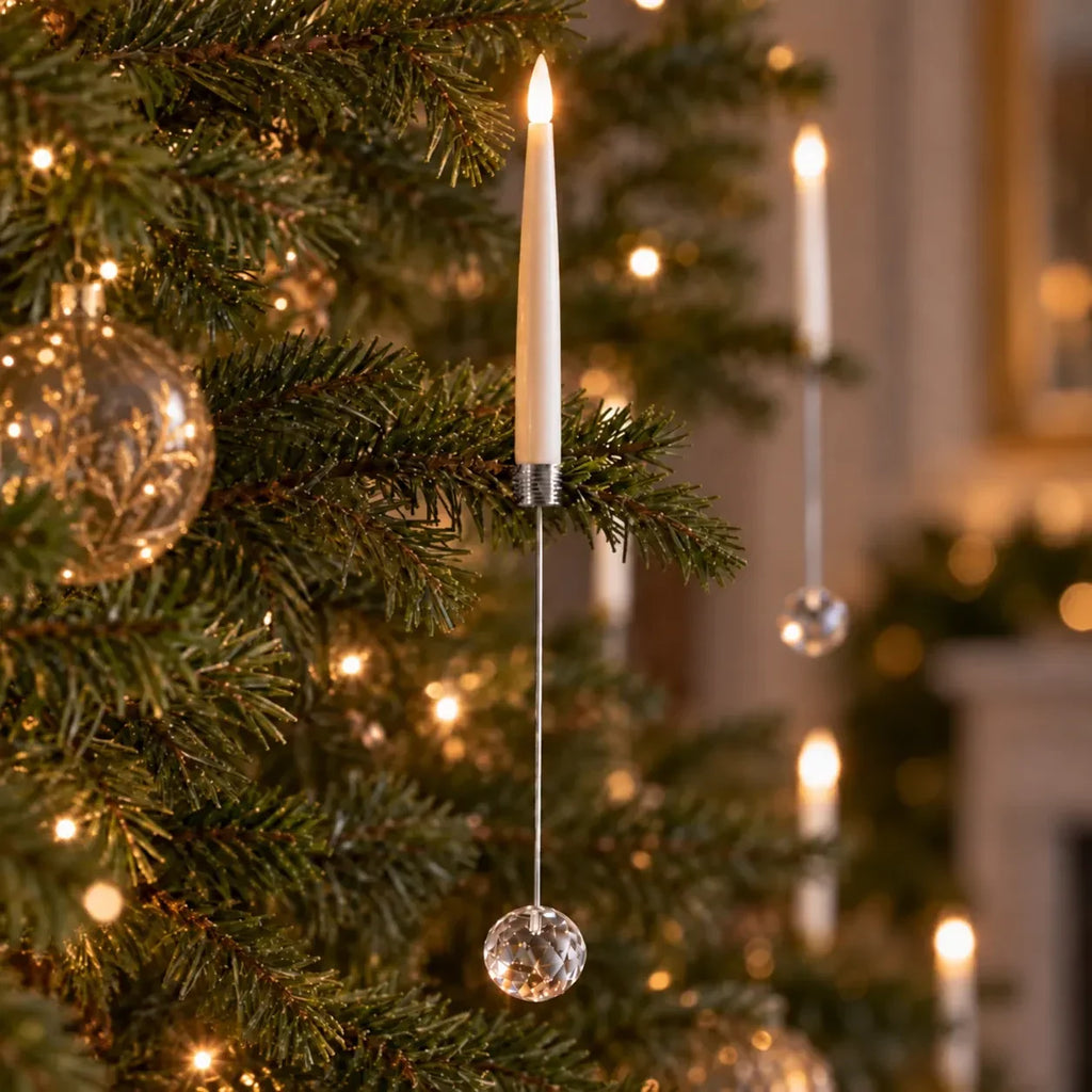 LED Christmas Tree Candles with Flickering Flame and Hanging Ornaments for Lights - Image 9