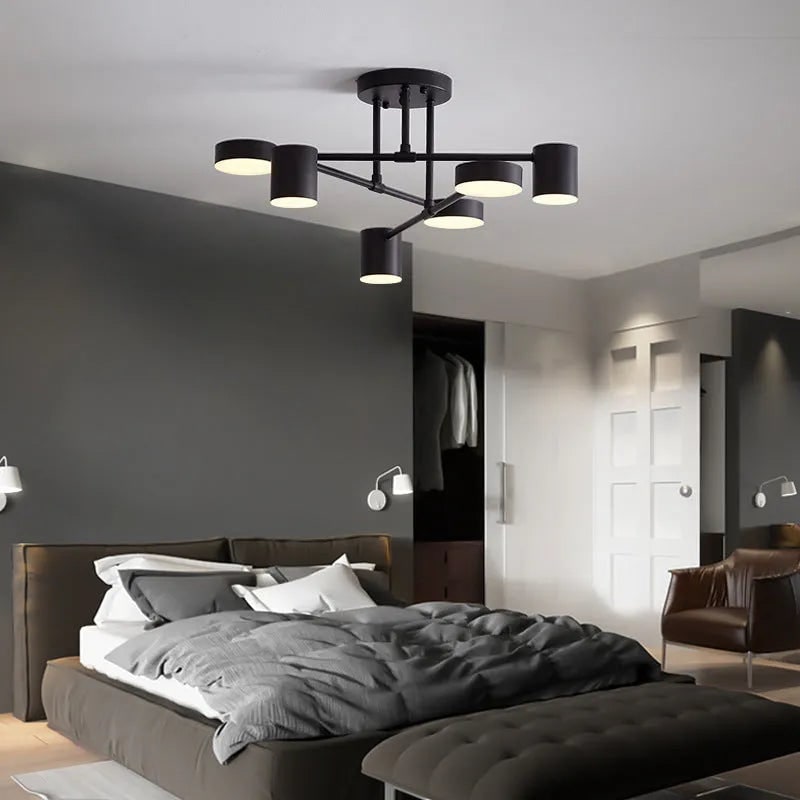 LED Flush Ceiling Lights Semi Modern 6-Light Geometric with Cylindrical Shades - Image 1