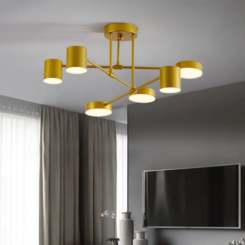 LED Flush Ceiling Lights Semi Modern 6-Light Geometric with Cylindrical Shades - Image 2