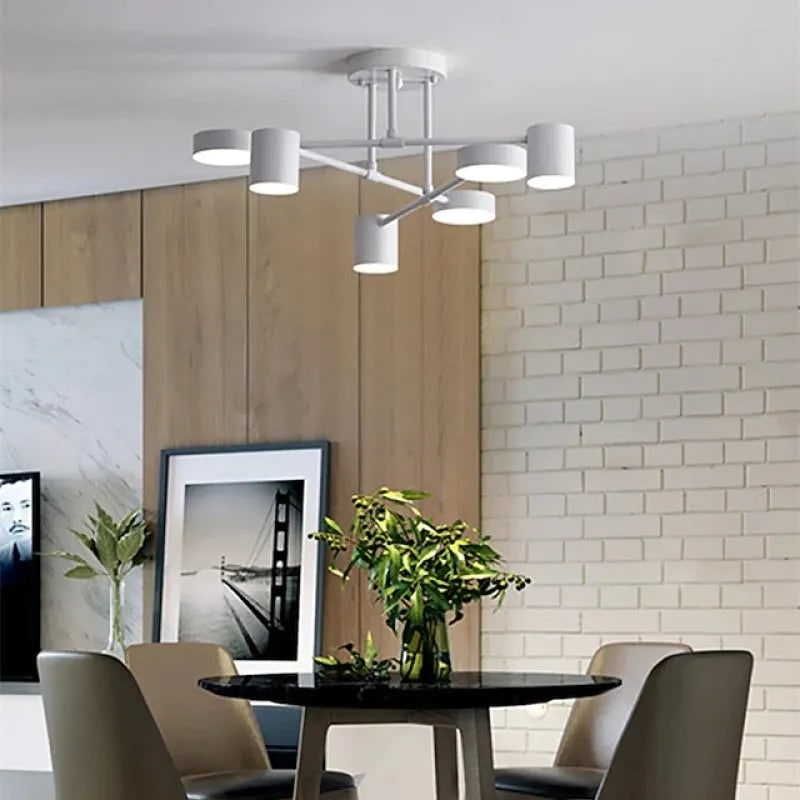 LED Flush Ceiling Lights Semi Modern 6-Light Geometric with Cylindrical Shades - Image 3
