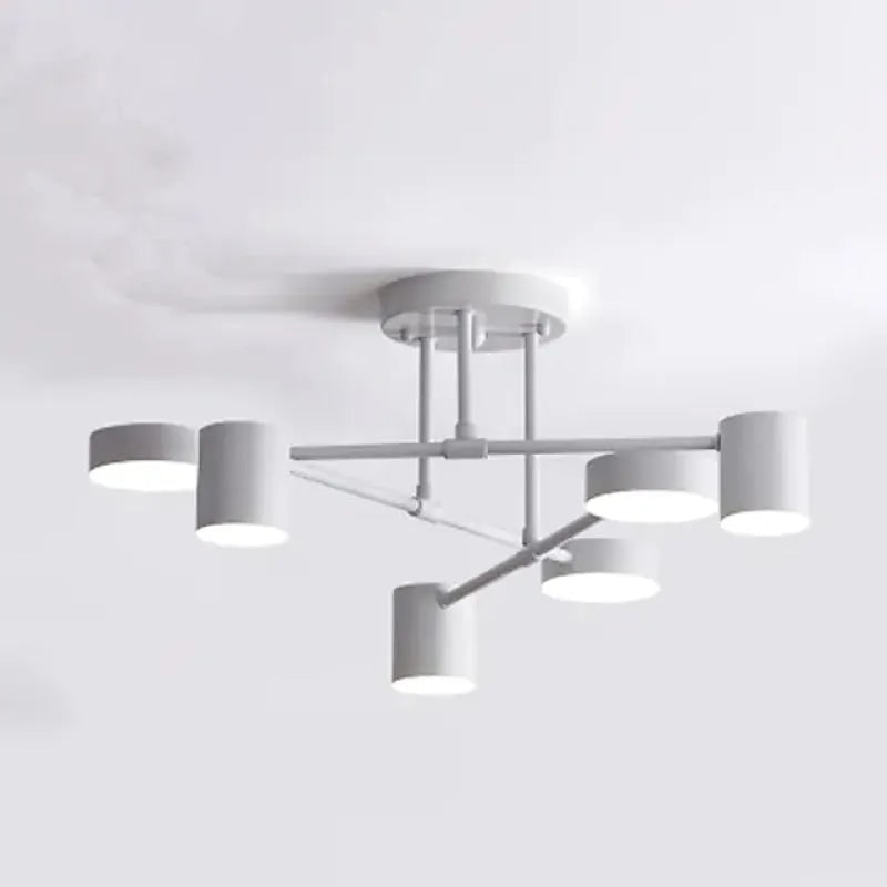 LED Flush Ceiling Lights Semi Modern 6-Light Geometric with Cylindrical Shades - Image 5