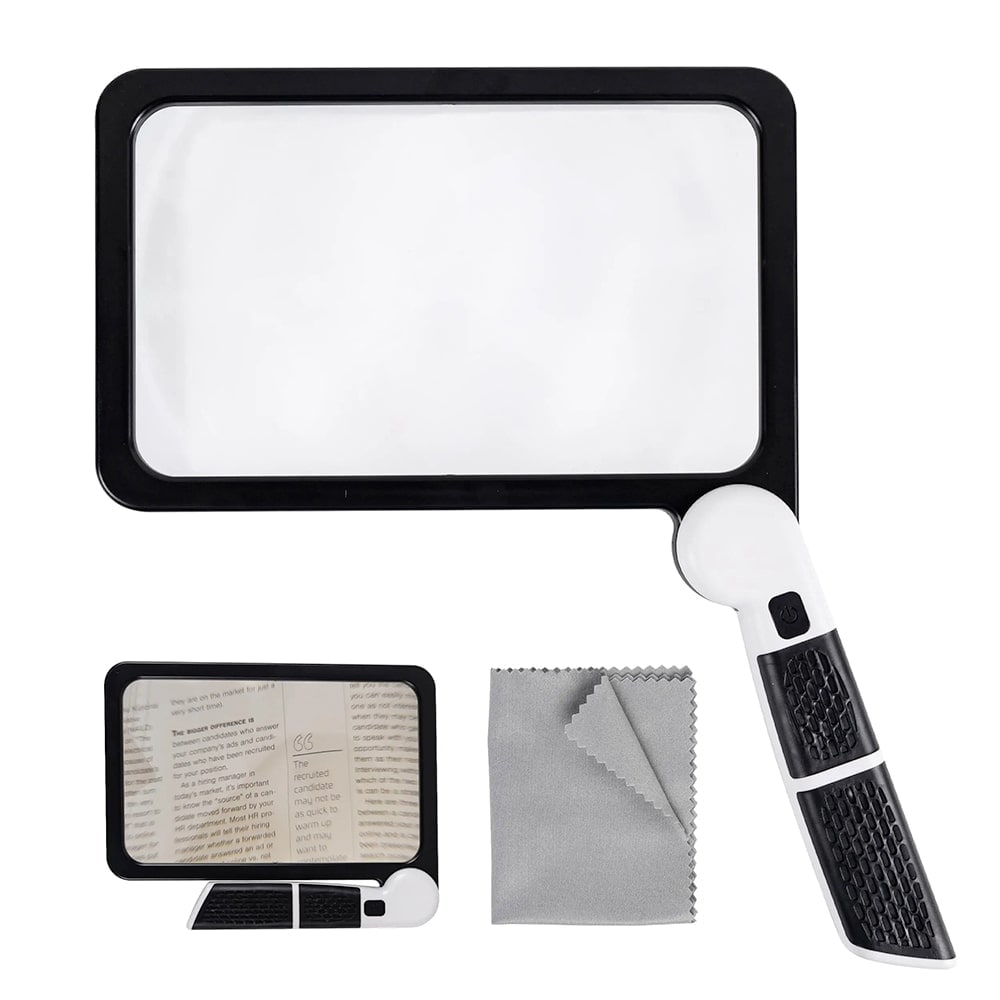 LED Magnifying Glass with Light and Folding Handle for Reading Handheld Rectangular Magnifier - Image 4