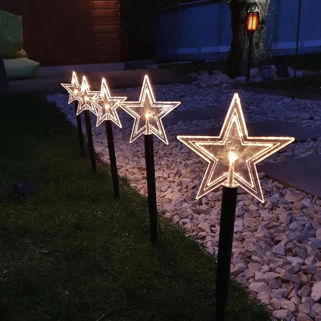 LED Pathway Lights with Star-Shaped Design Weatherproof Outdoor Garden Stake Set of 5 pieces - Image 3