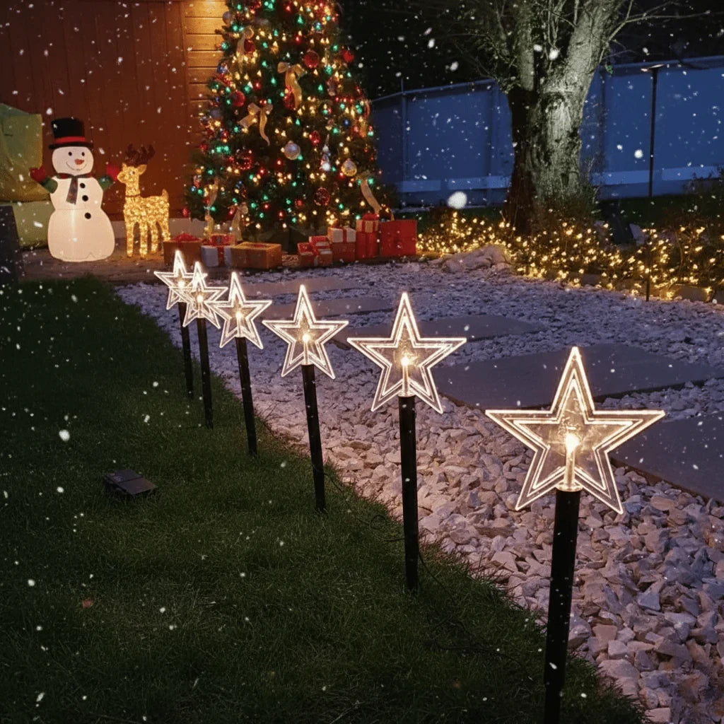 LED Pathway Lights with Star-Shaped Design Weatherproof Outdoor Garden Stake Set of 5 pieces - Image 4