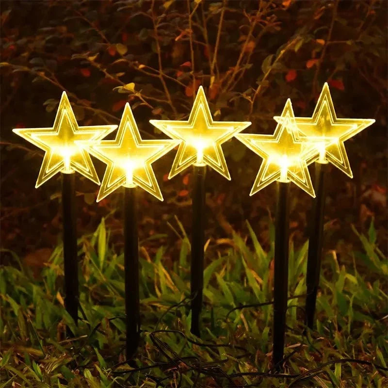 LED Pathway Lights with Star-Shaped Design Weatherproof Outdoor Garden Stake Set of 5 pieces - Image 5