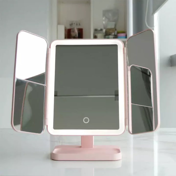 LED Vanity Mirror with Magnification Trifold Design and Adjustable Lights - Image 3