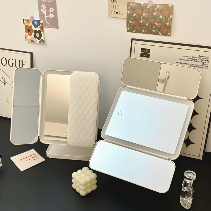 LED Vanity Mirror with Magnification Trifold Design and Adjustable Lights - Image 4