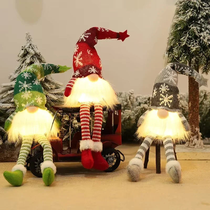 Light Up Christmas Gnome with Plush Body Knit Snowflake Hat and Warm LED Glow - Image 2
