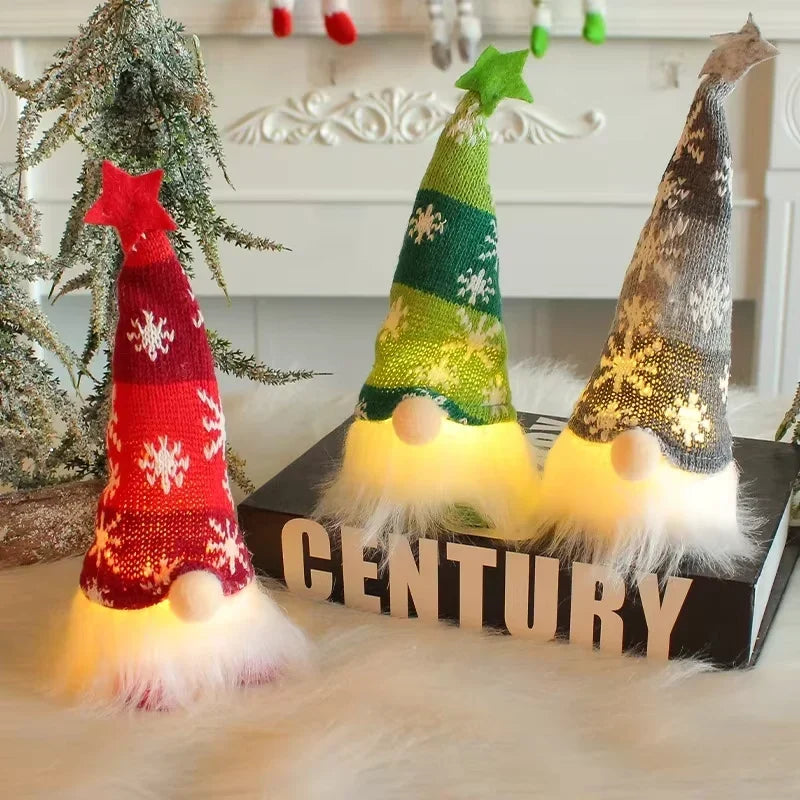 Light Up Christmas Gnome with Plush Body Knit Snowflake Hat and Warm LED Glow - Image 3