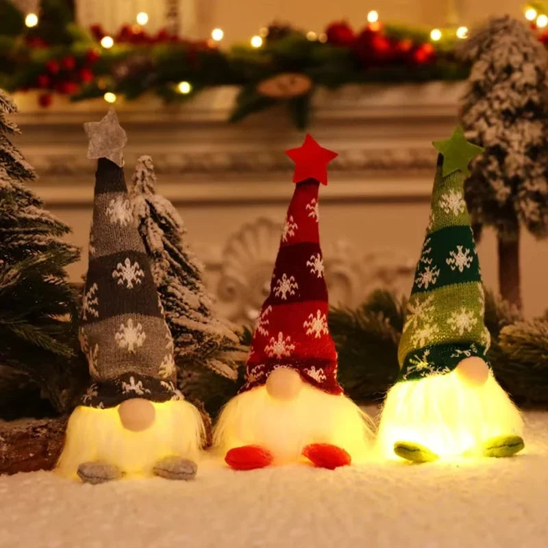 Light Up Christmas Gnome with Plush Body Knit Snowflake Hat and Warm LED Glow - Image 4