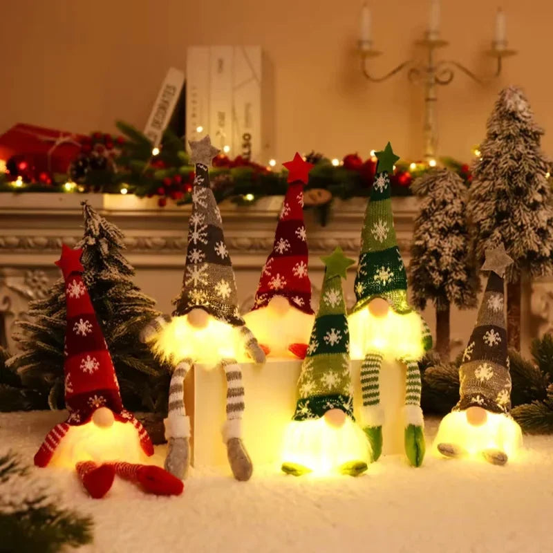 Light Up Christmas Gnome with Plush Body Knit Snowflake Hat and Warm LED Glow - Image 5