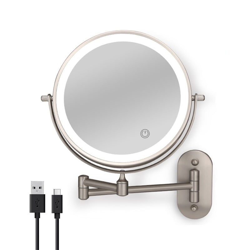 Lighted Makeup Mirror with LED Lights 10x Magnification and Wall-Mounted Swing Arm - Image 11