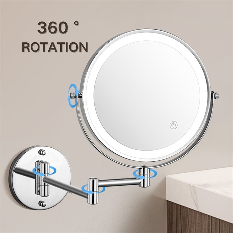 Lighted Makeup Mirror with LED Lights 10x Magnification and Wall-Mounted Swing Arm - Image 12