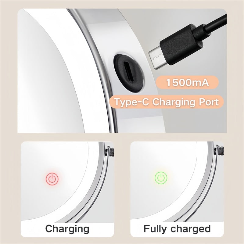 Lighted Makeup Mirror with LED Lights 10x Magnification and Wall-Mounted Swing Arm - Image 14