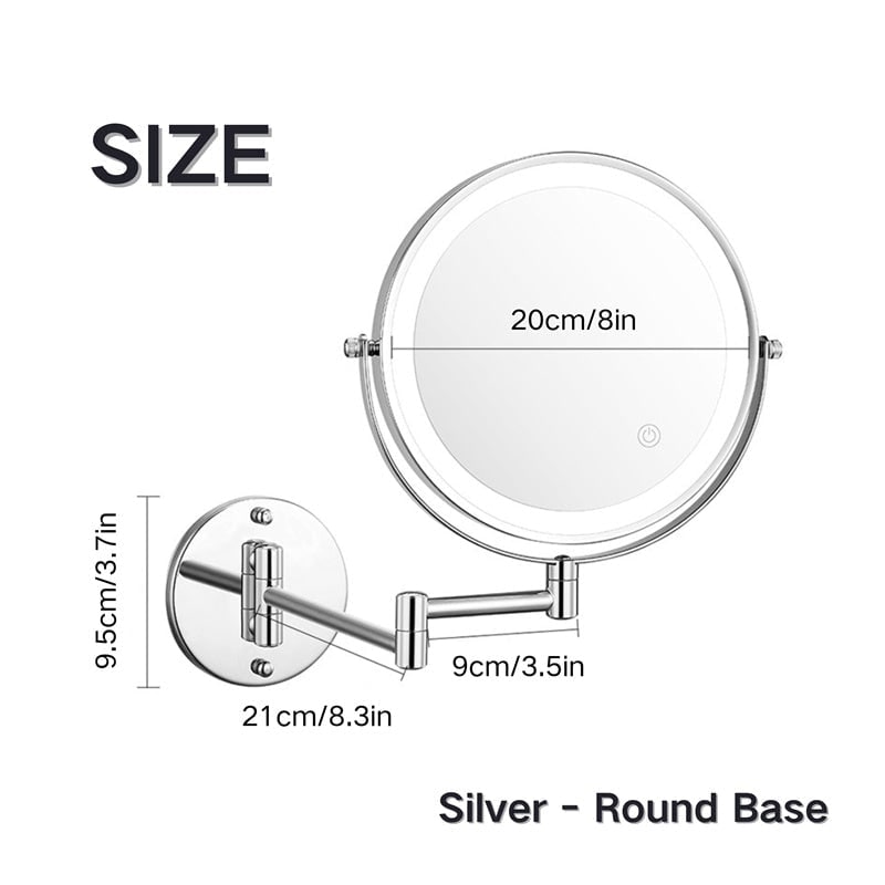 Lighted Makeup Mirror with LED Lights 10x Magnification and Wall-Mounted Swing Arm - Image 4