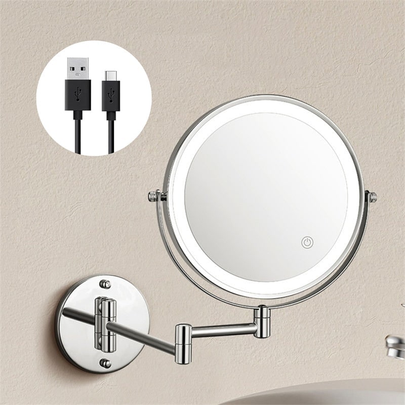 Lighted Makeup Mirror with LED Lights 10x Magnification and Wall-Mounted Swing Arm - Image 8