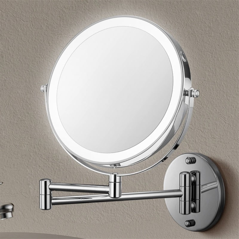 Lighted Makeup Mirror with LED Lights 10x Magnification and Wall-Mounted Swing Arm - Image 9