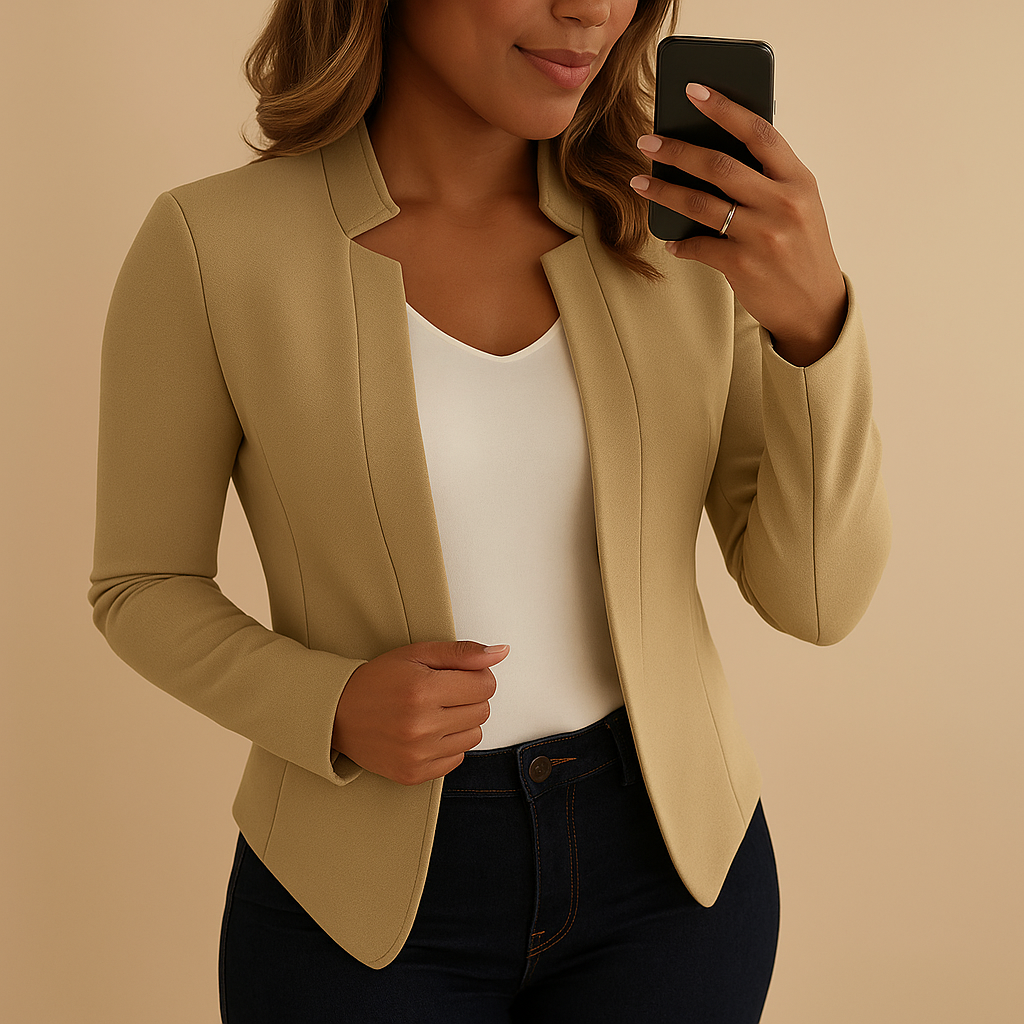 Lightweight blazer for women with a regular fit and lapel collar, ideal for spring and summer outfits in business or casual styles.