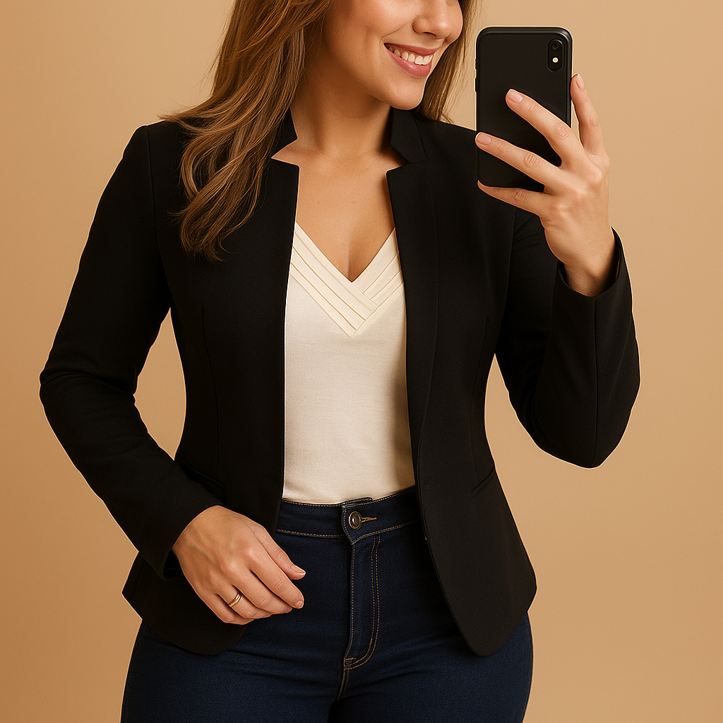 Lightweight blazer for women with a regular fit and lapel collar, ideal for spring and summer outfits in business or casual styles.