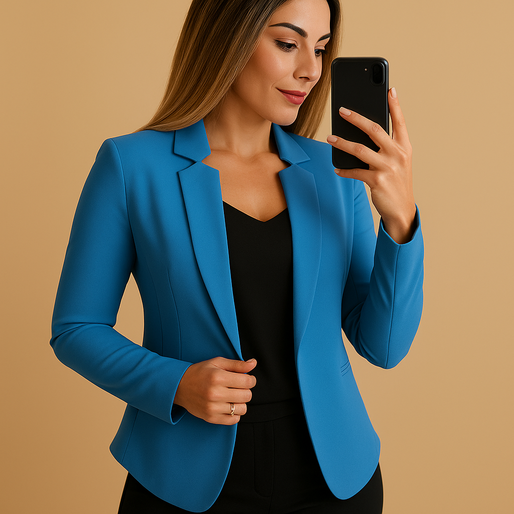 Lightweight blazer for women with a regular fit and lapel collar, ideal for spring and summer outfits in business or casual styles.