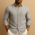 Lightweight breathable summer dress shirt for men with a comfortable classic fit, ideal for warm days, casual outfits, and semi-formal occasions.