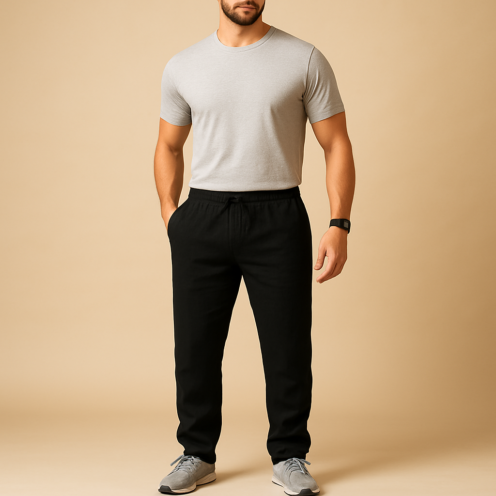 Men’s lightweight casual summer pants with breathable fabric and relaxed fit, perfect for beach days, summer outings, and everyday wear.