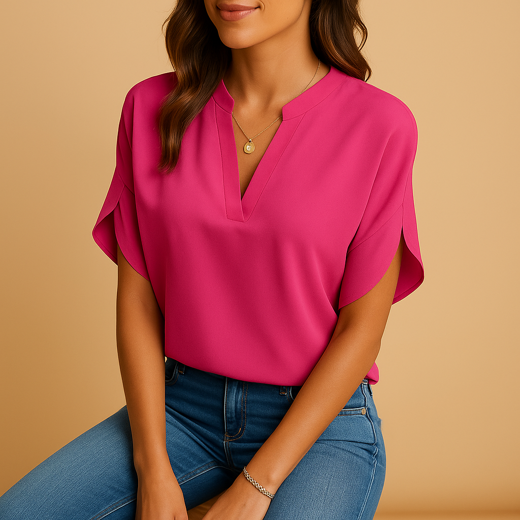 Women’s lightweight elegant blouse with a loose feminine fit and breathable fabric, ideal for warm days and versatile outfits.