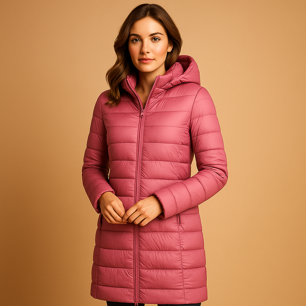 Lightweight padded jacket for women with long sleeves, warm airy structure, and modern streamlined cut, available in multiple seasonal colors.