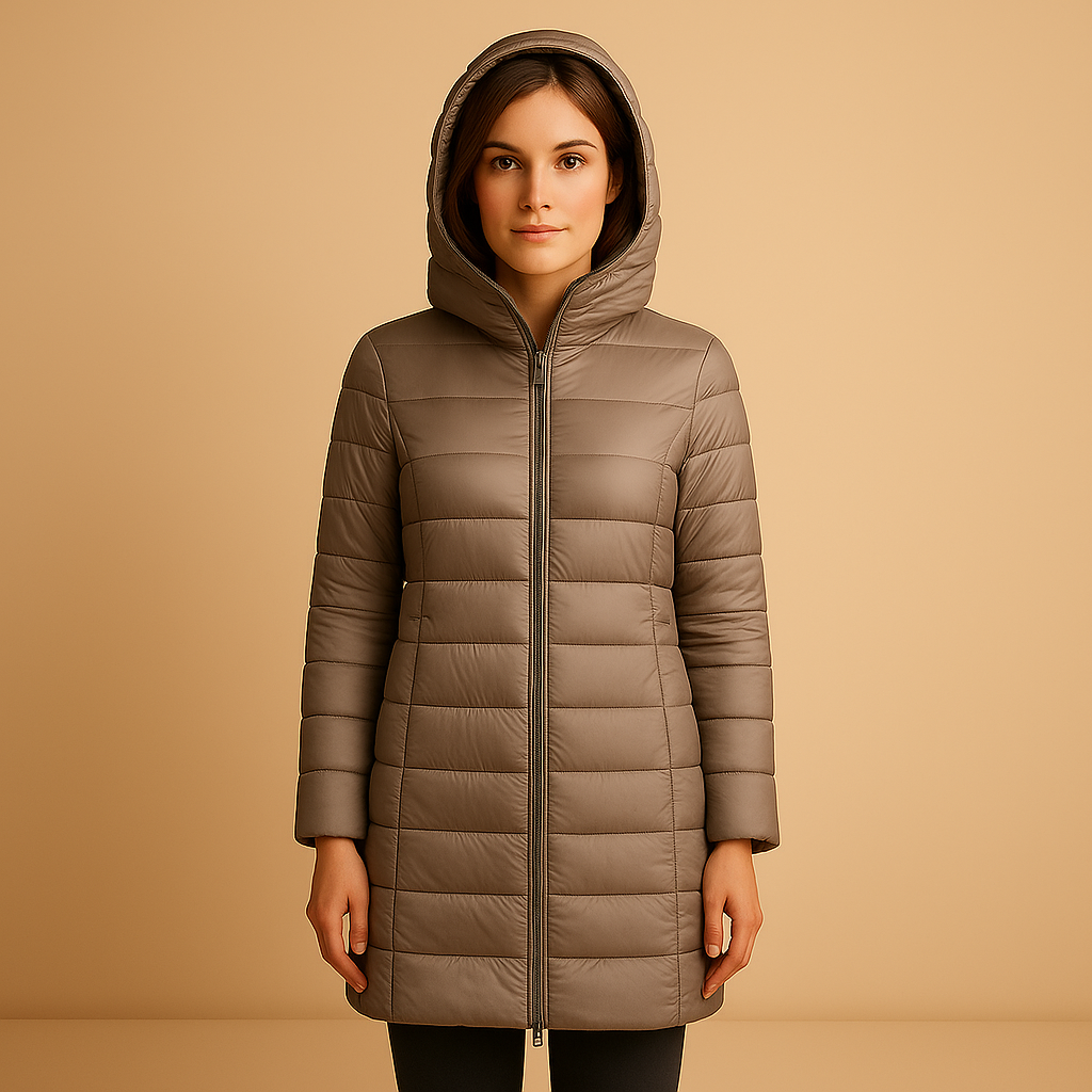 Lightweight padded jacket for women with long sleeves, warm airy structure, and modern streamlined cut, available in multiple seasonal colors.