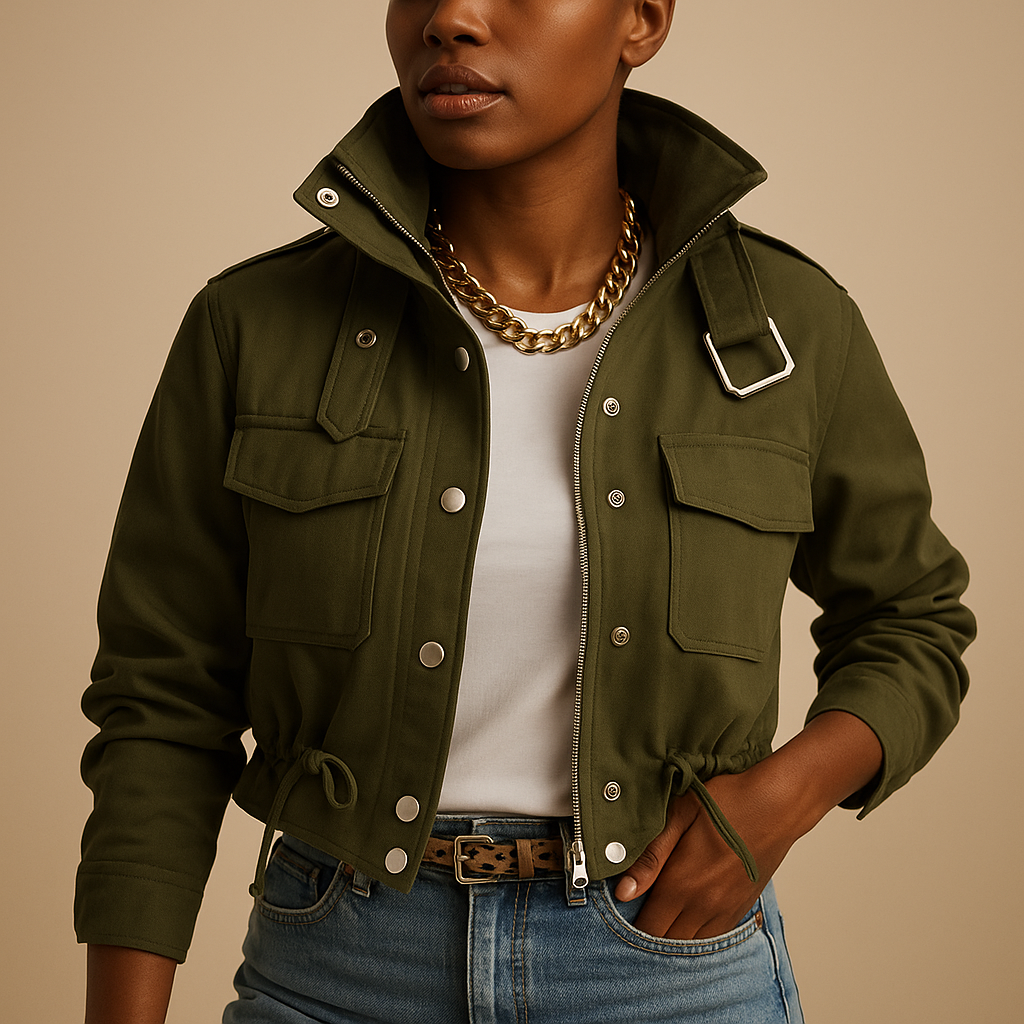 Woman wearing a lightweight summer jacket with a tailored fit and modern silhouette, ideal for warm weather and everyday outfits.