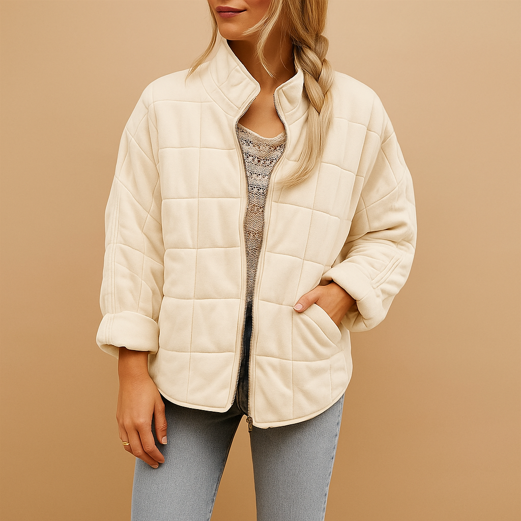 Women’s lightweight summer jacket with tailored fit, breathable fabric, and functional pockets, ideal for warm days and mid-season layering.