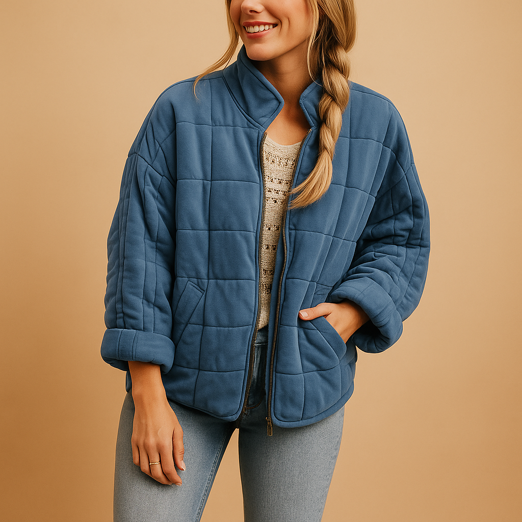 Women’s lightweight summer jacket with tailored fit, breathable fabric, and functional pockets, ideal for warm days and mid-season layering.