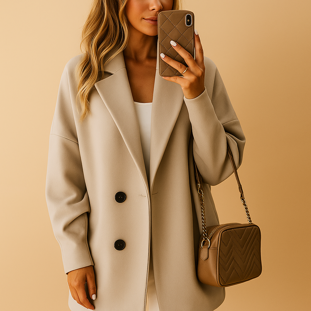 Women’s long elegant single-breasted coat with slim fit and extended length, ideal for work, winter outings, and formal occasions.