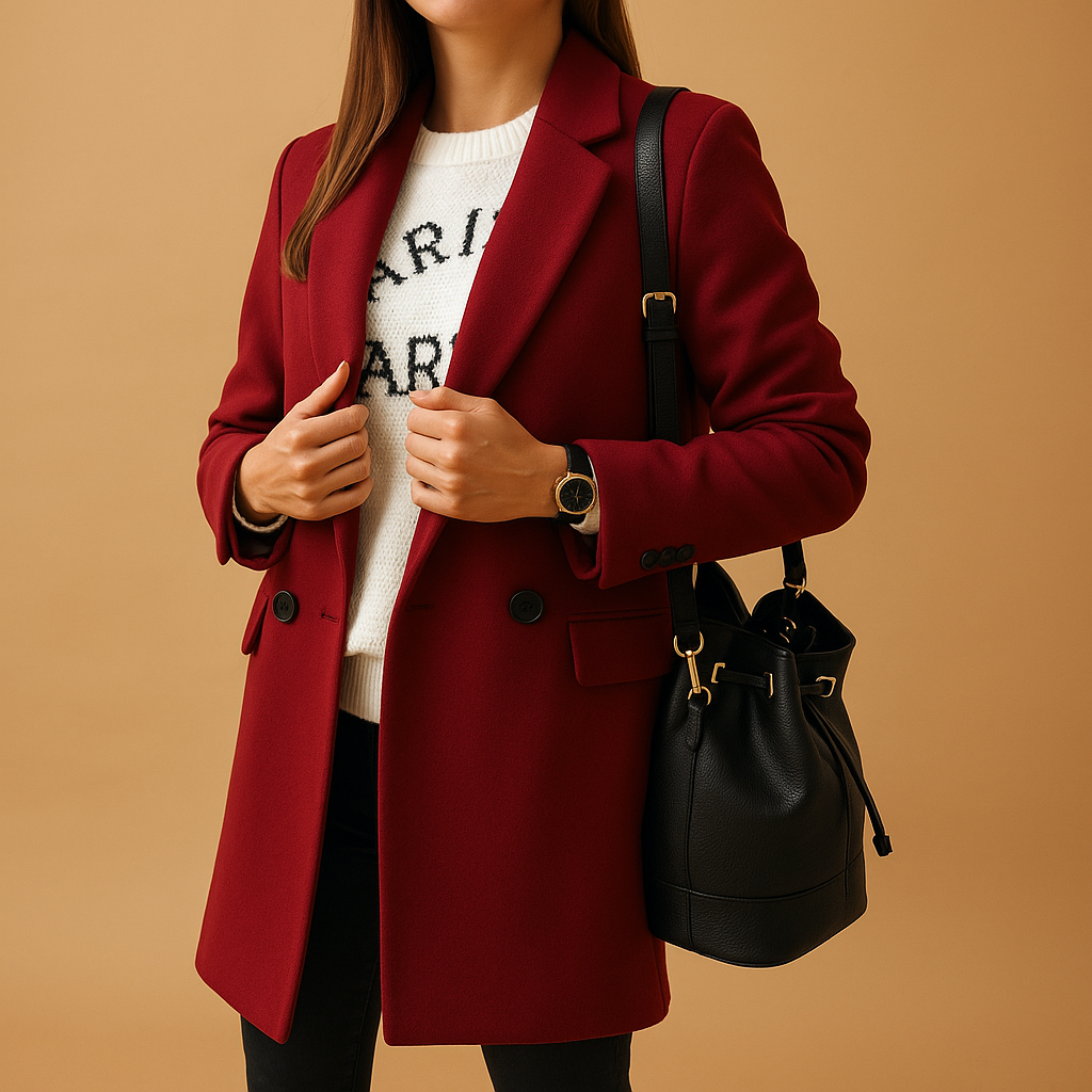 Women’s long tailored winter coat with elegant silhouette and premium insulating fabric, ideal for cold-weather everyday or formal wear.