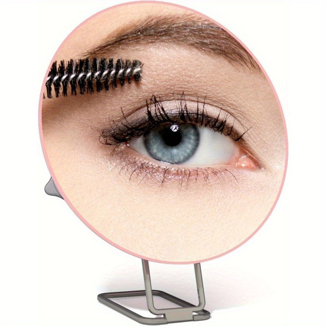 Magnifying Makeup Mirror with Foldable Stand and Handheld Handle for Travel - Image 4