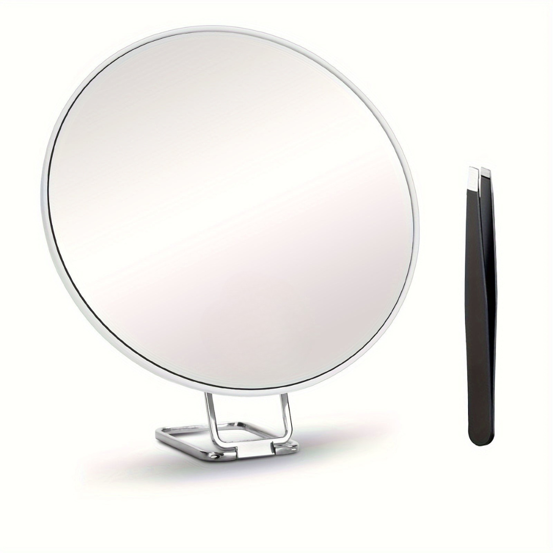 Magnifying Makeup Mirror with Foldable Stand and Handheld Handle for Travel - Image 6
