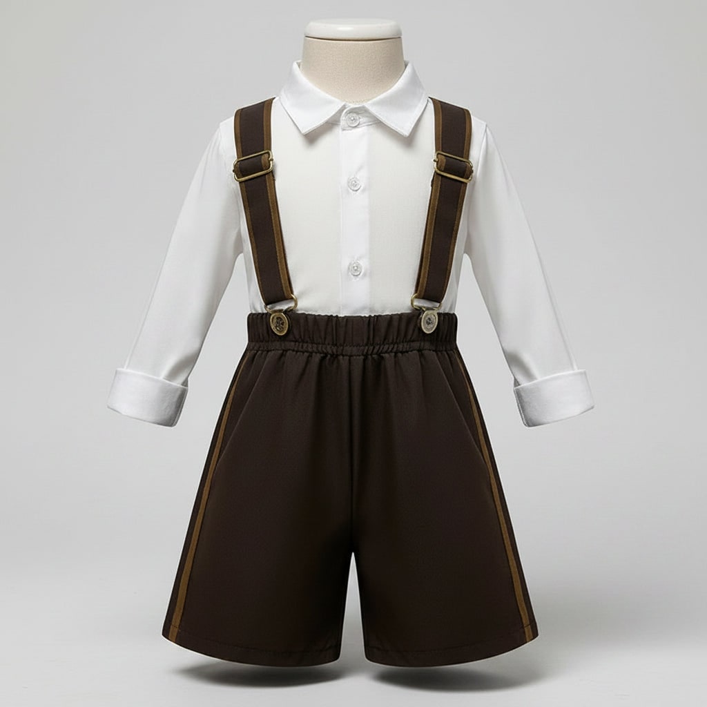 Men's Dirndl Oktoberfest Costume with Lace-Up Corset Bodice Lederhosen and Embroidered Chest Panel - Image 2