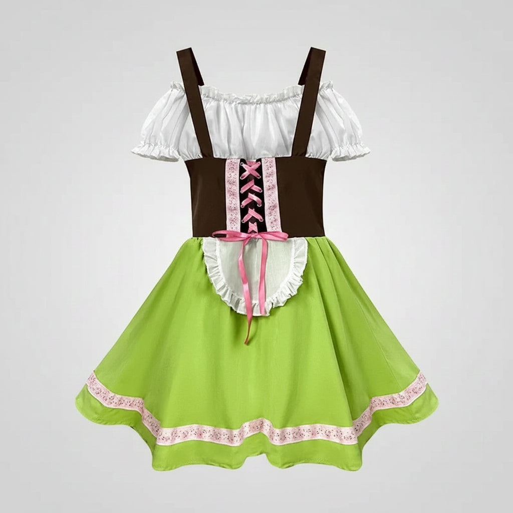 Men's Dirndl Oktoberfest Costume with Lace-Up Corset Bodice Lederhosen and Embroidered Chest Panel - Image 3