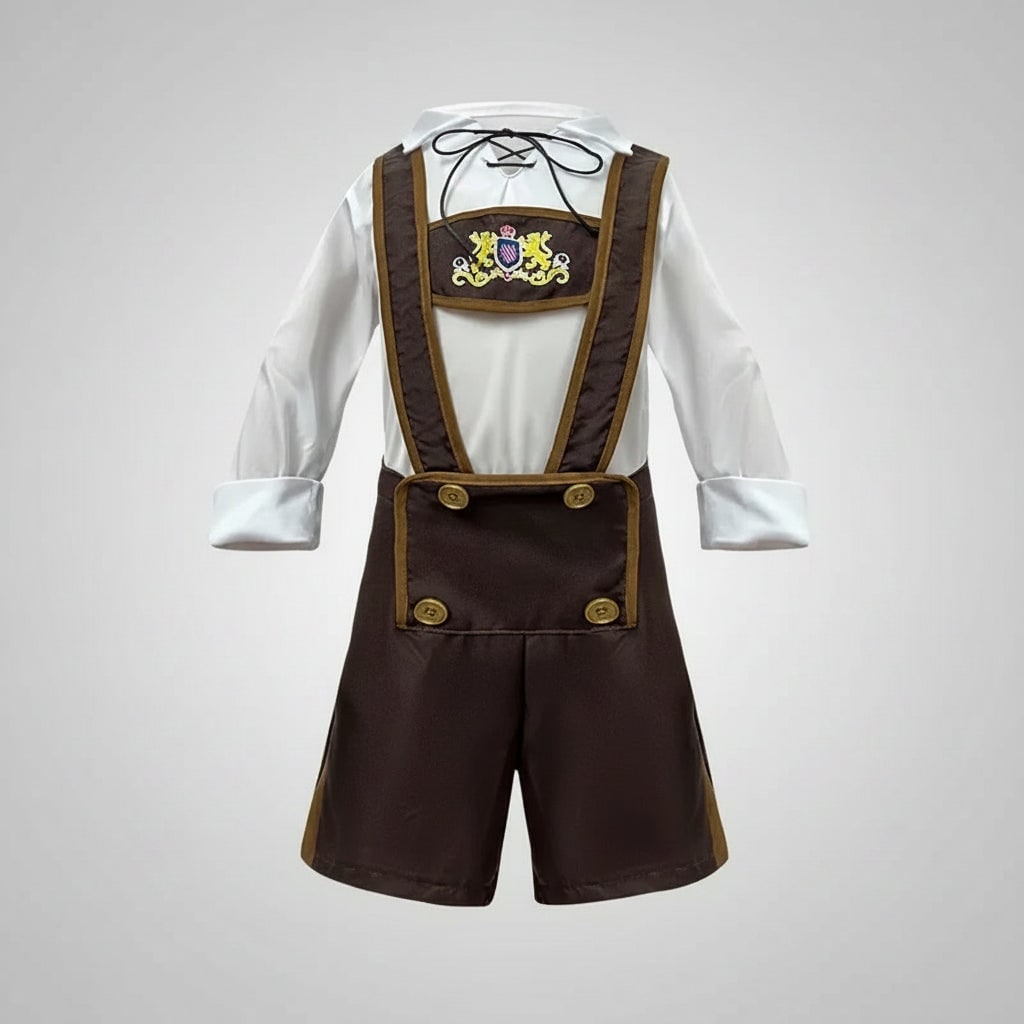 Men's Dirndl Oktoberfest Costume with Lace-Up Corset Bodice Lederhosen and Embroidered Chest Panel - Image 4
