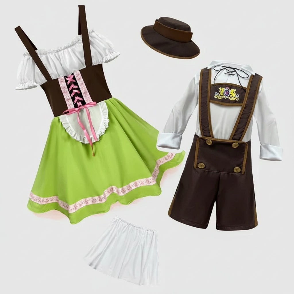 Men's Dirndl Oktoberfest Costume with Lace-Up Corset Bodice Lederhosen and Embroidered Chest Panel - Image 6