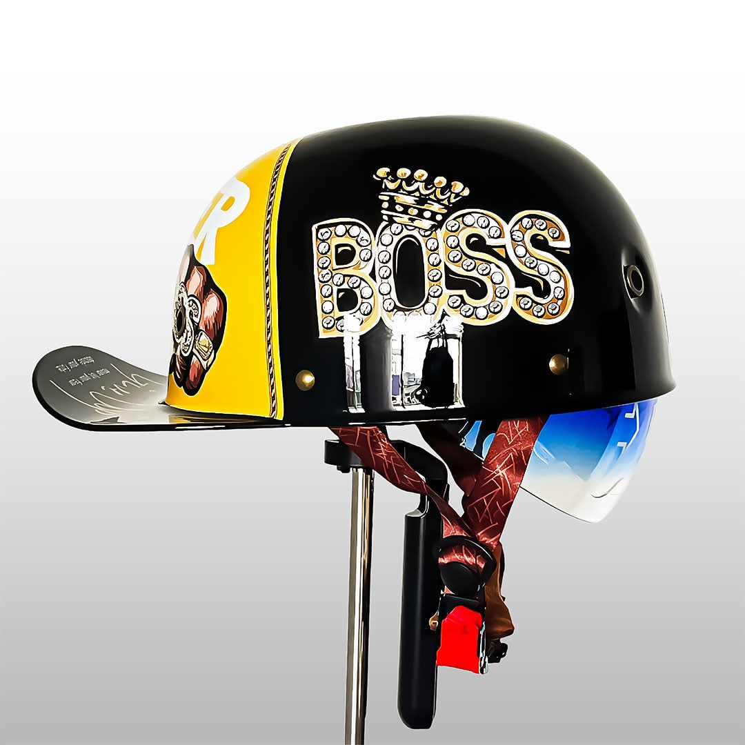 Motorcycle Half Helmet with Retro Visor Quick Release and Padded Interior - Image 1