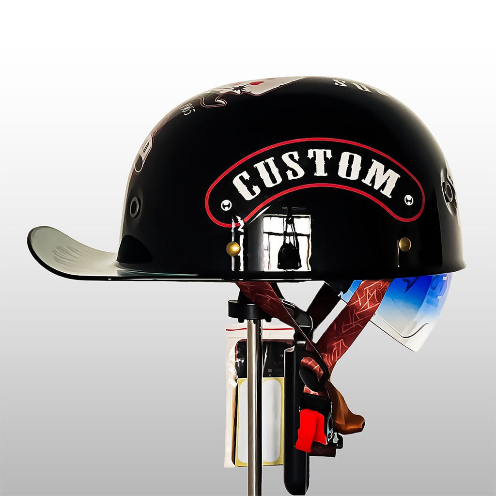 Motorcycle Half Helmet with Retro Visor Quick Release and Padded Interior - Image 14