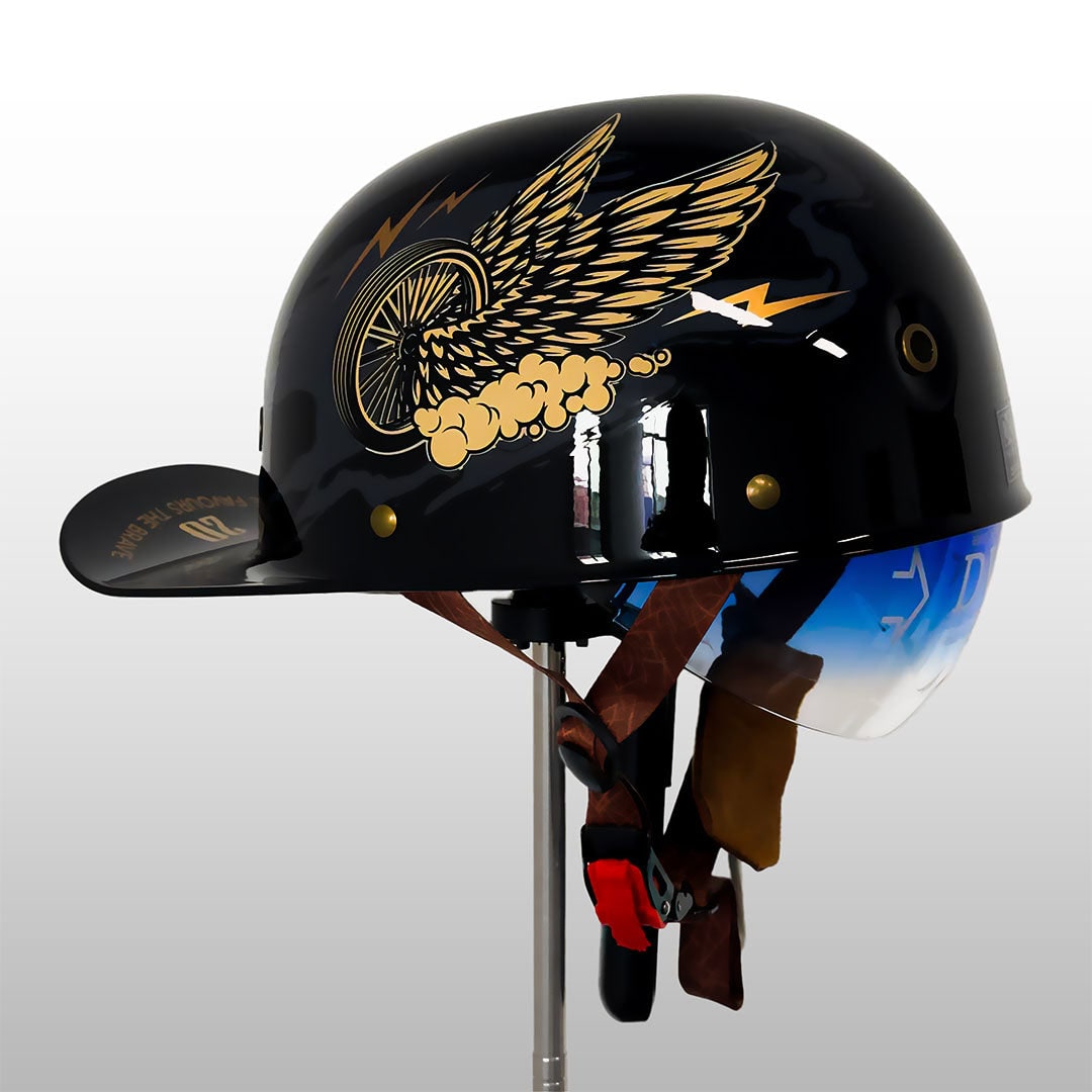 Motorcycle Half Helmet with Retro Visor Quick Release and Padded Interior - Image 15