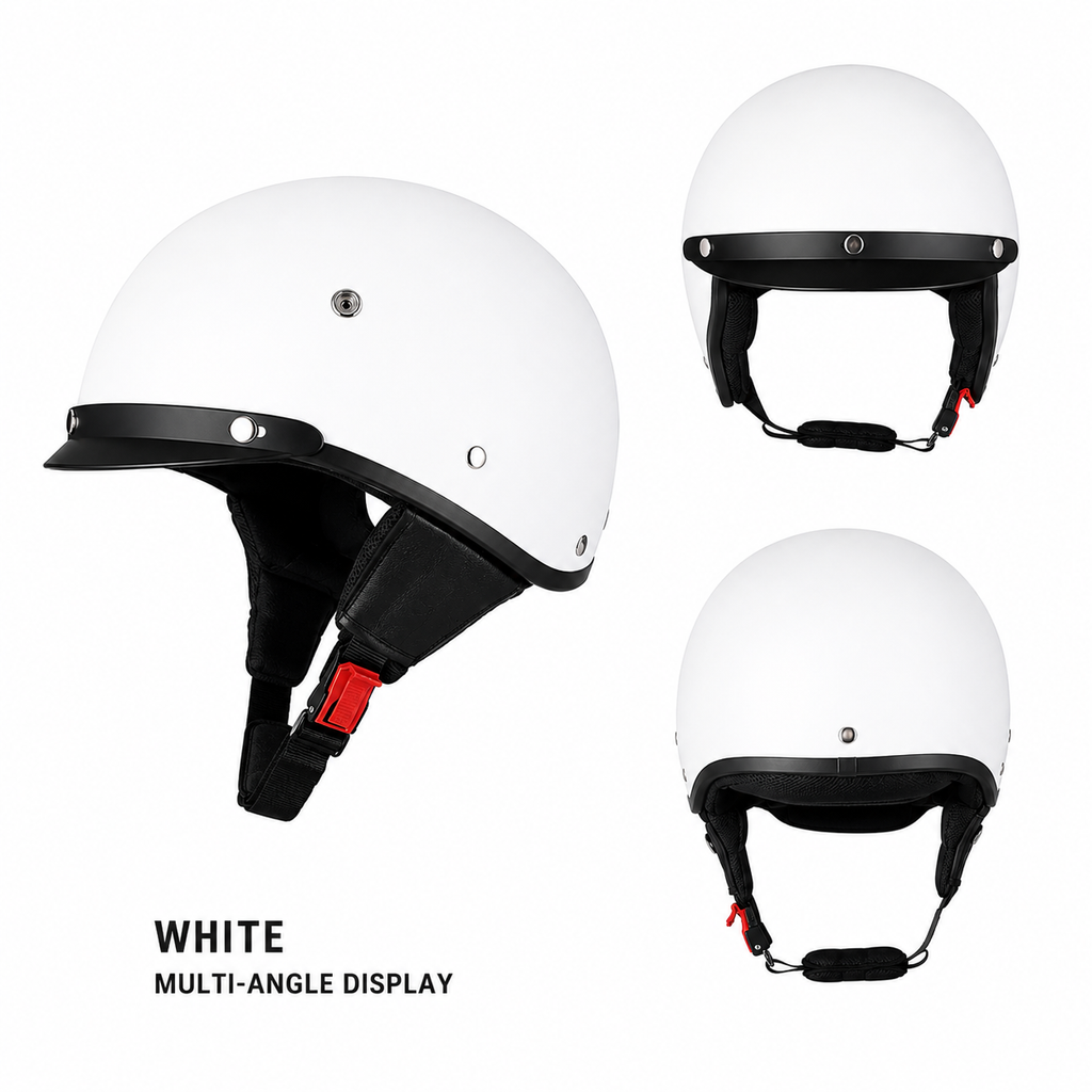 Motorcycle Half Helmet with Retro Visor Quick Release and Padded Interior - Image 2