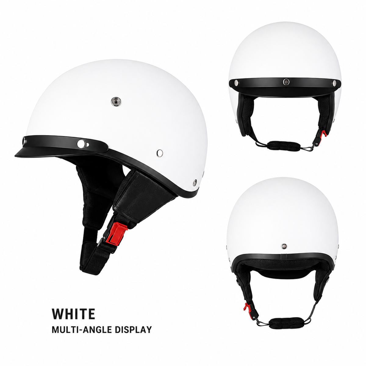 Motorcycle Half Helmet with Retro Visor Quick Release and Padded Interior - Image 2