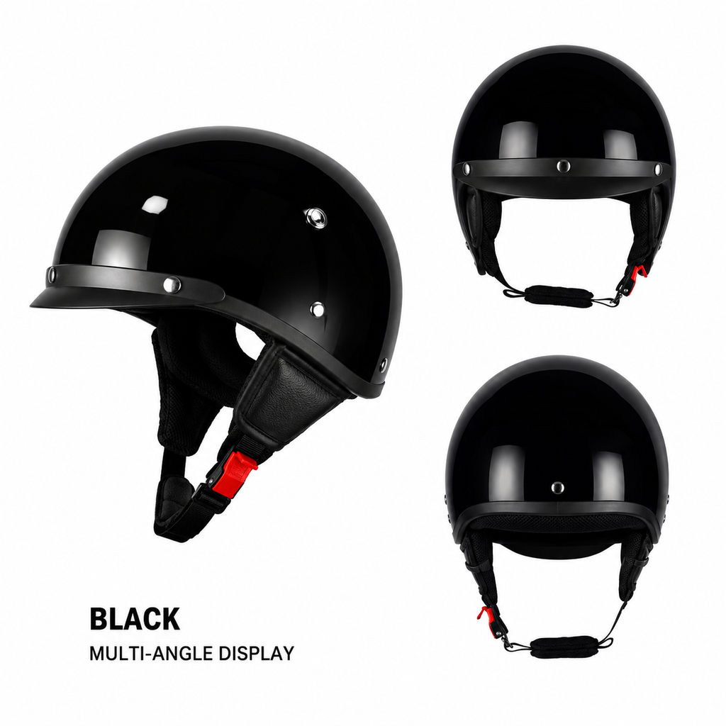 Motorcycle Half Helmet with Retro Visor Quick Release and Padded Interior - Image 3
