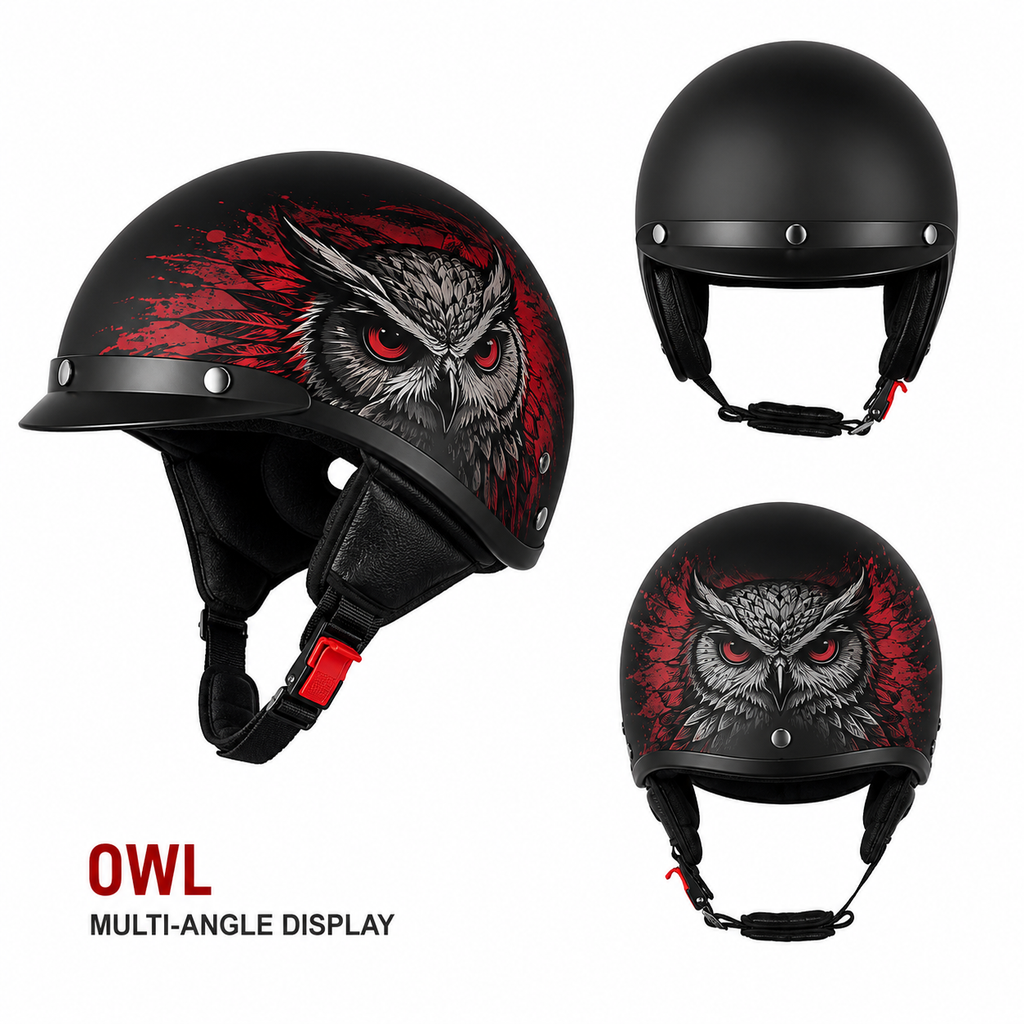 Motorcycle Half Helmet with Retro Visor Quick Release and Padded Interior - Image 4