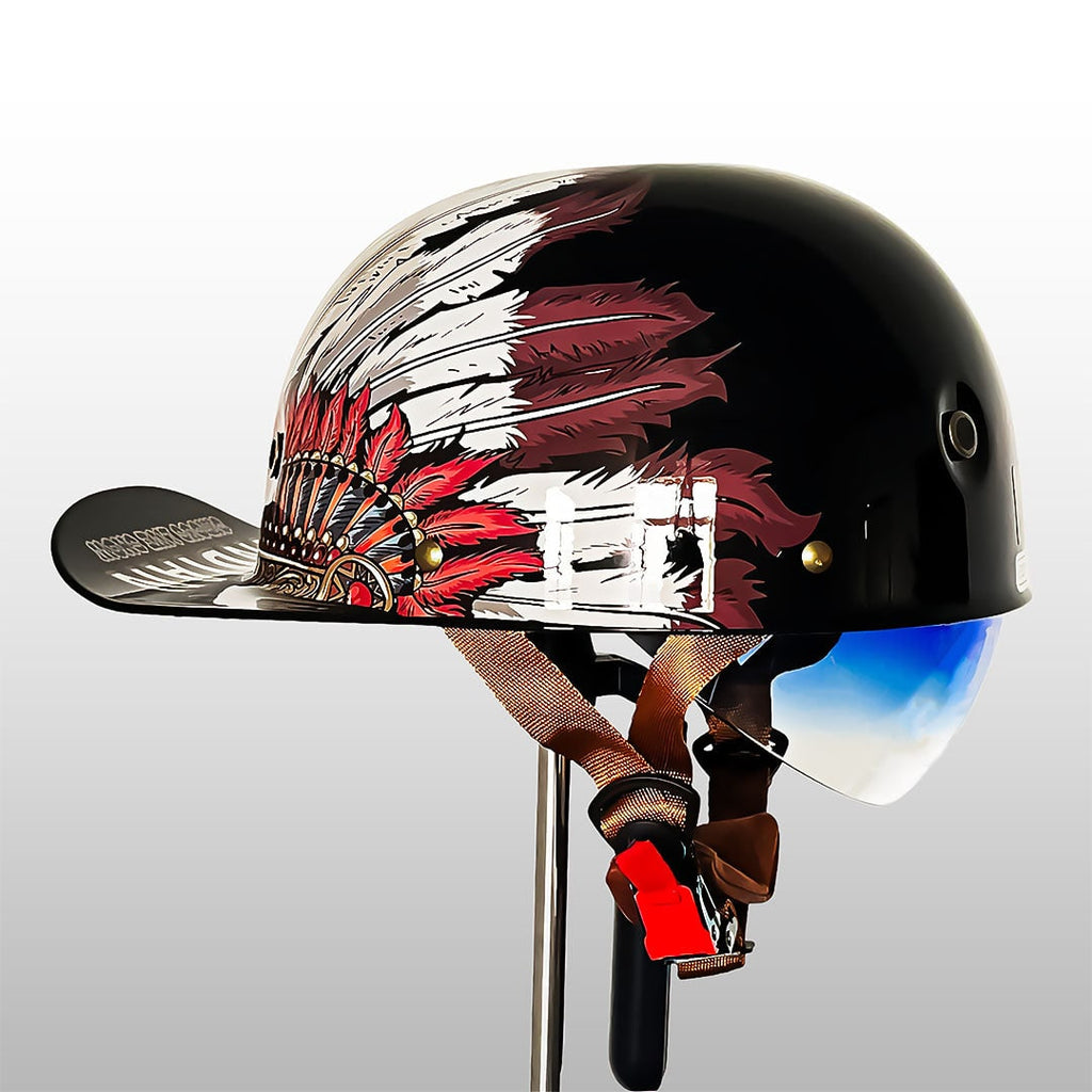 Motorcycle Half Helmet with Retro Visor Quick Release and Padded Interior - Image 6