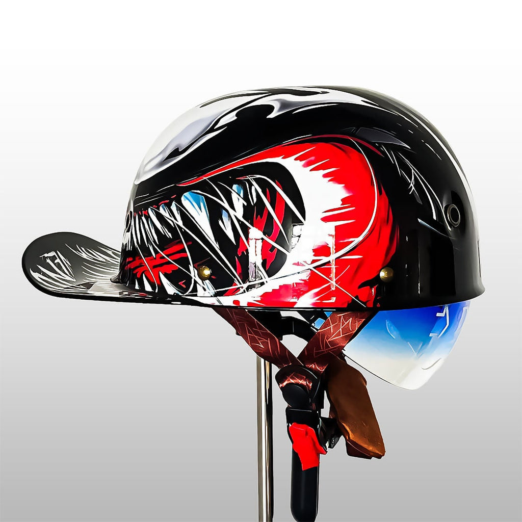 Motorcycle Half Helmet with Retro Visor Quick Release and Padded Interior - Image 7