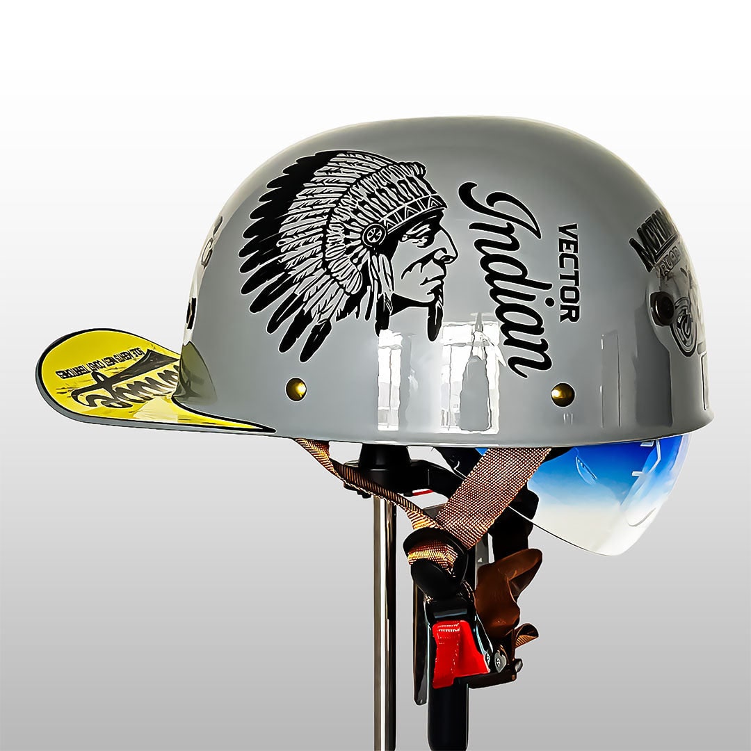 Motorcycle Half Helmet with Retro Visor Quick Release and Padded Interior - Image 9